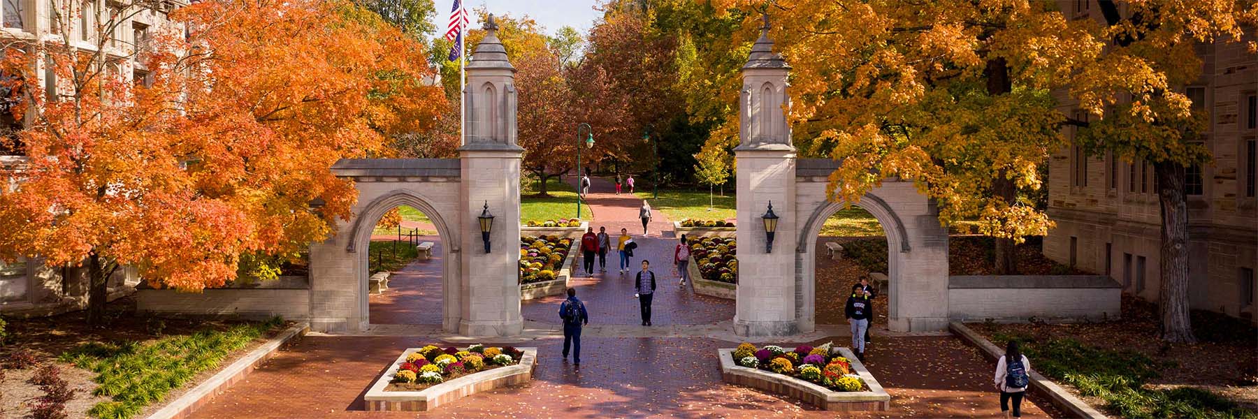 sample gates on the campus of Indiana University in autumn